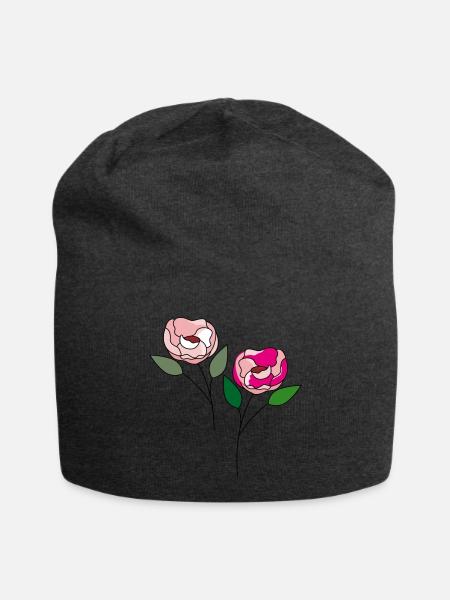 zwei Blumen - Jersey-Beanie - Anthrazit