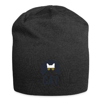 DJ Cat - Katze mit Sonnenbrille Vinyl - Jersey-Beanie - Anthrazit - Vorne