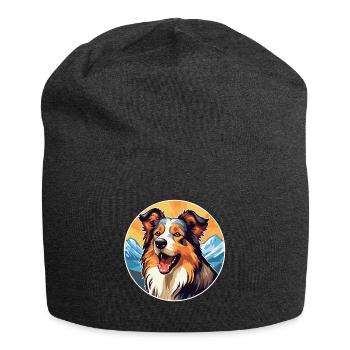 Scotch Collie Hunderasse Cartoon Kawaii Aquarell - Jersey-Beanie - Anthrazit - Vorne