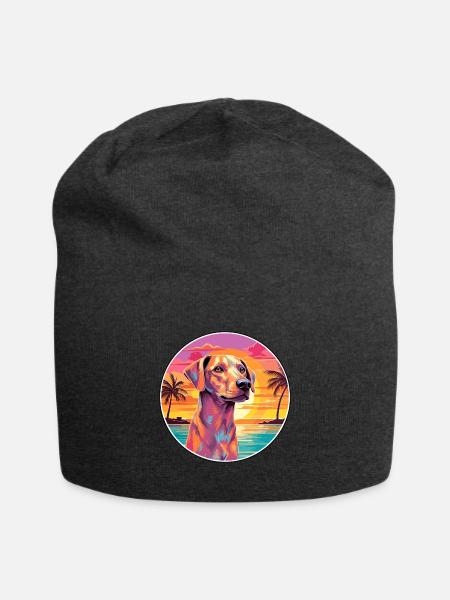 Kretische Hunderasse bunte Karikatur Aquarell - Jersey-Beanie - Anthrazit