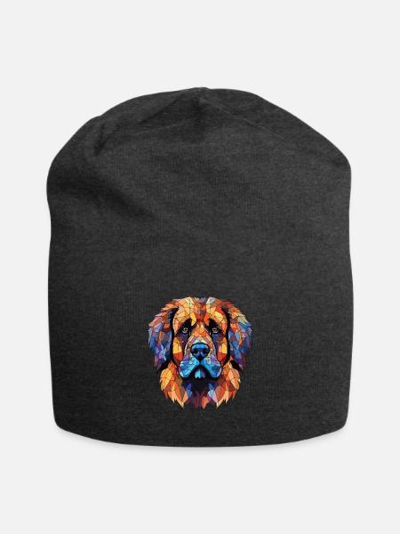 Leonberger Hunderasse Aquarell Glas Illustration - Jersey-Beanie - Anthrazit