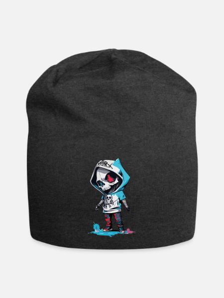 Skelett mit Kapuze - Jersey-Beanie - Anthrazit