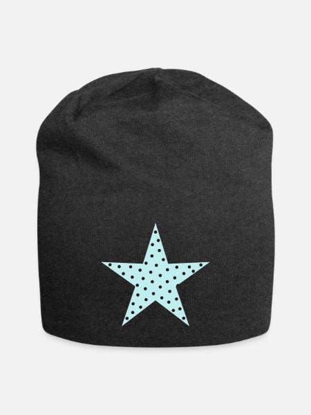 Pastellblauer Polka-Punkt-Stern - Jersey-Beanie - Anthrazit