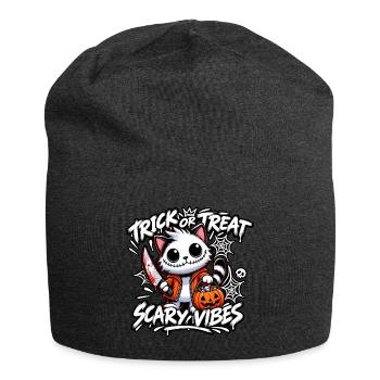 HALLOWEEN-KATZE – SÜSSES ODER SAURES. - Jersey-Beanie - Anthrazit - Vorne
