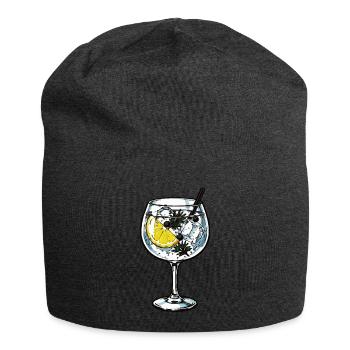 Gin Glas mit Zitrone und Eis - Jersey-Beanie - Anthrazit - Vorne