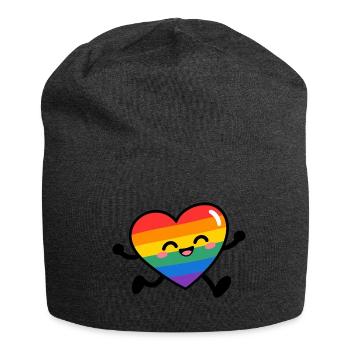 Regenbogenherz-Lächeln - Jersey-Beanie - Anthrazit - Vorne
