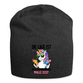 Die Lage Ist Besäufniserregend mit Einhorn Malle - Jersey-Beanie - Anthrazit - Vorne