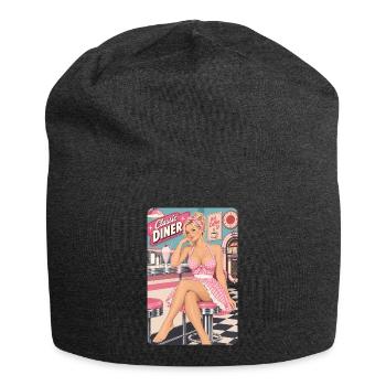 Rockabilly Pinup Girl blond im 50er Jahre Diner - Jersey-Beanie - Anthrazit - Vorne