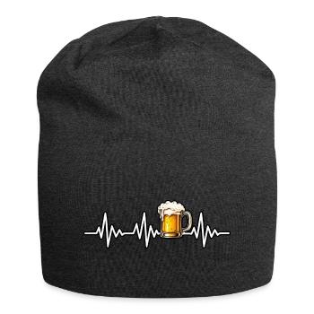 Herzschlag mit Bierglas - Jersey-Beanie - Anthrazit - Vorne