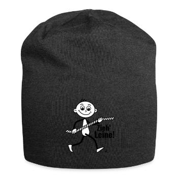 „Zieh Leine“ minimalistisches Motiv mit Strichel. - Jersey-Beanie - Anthrazit - Vorne
