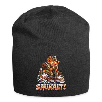 Saukalt! Frierendes Wildschwein, Lustiges Jagd - Jersey-Beanie - Anthrazit - Vorne
