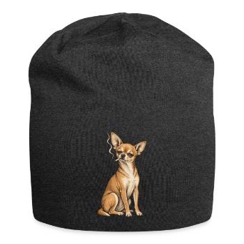 Chihuahua-Zigarette rauchend – Tough Chihuahua-Papa - Jersey-Beanie - Anthrazit - Vorne