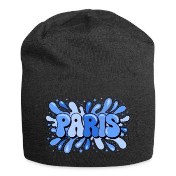 Paris Blue Bubbles Pop Art - Jersey-Beanie - Anthrazit - Vorne