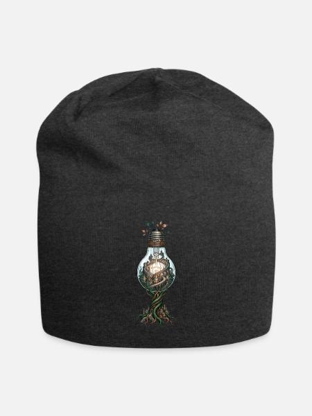 Glühbirne Stadt Baum – Fantasie Kunstwerk - Jersey-Beanie - Anthrazit