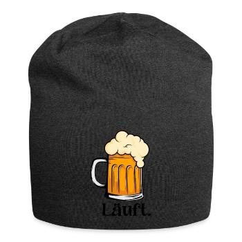 Läuft - Schäumender Bierkrug - Jersey-Beanie - Anthrazit - Vorne