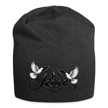 Friedenstauben Ornament - Jersey-Beanie - Anthrazit - Vorne