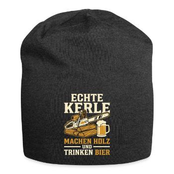 Echte Kerle Holz und Bier - Jersey-Beanie - Anthrazit - Vorne