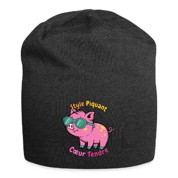 Heißes Schweinefleisch Zartes Herz - Jersey-Beanie - Anthrazit - Vorne