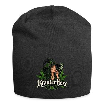 Rauchende Kräuterhexe Hanfblatt - Jersey-Beanie - Anthrazit - Vorne