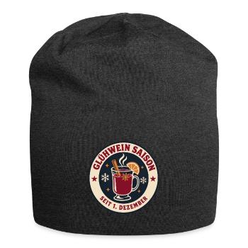Glühwein Saison Weihnachtsmarkt Retro Badge - Jersey-Beanie - Anthrazit - Vorne