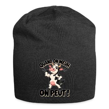 Cartoon Cow: Wenn du muhst, kannst du es - Jersey-Beanie - Anthrazit - Vorne