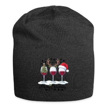 Frohe Weihnachten Weingläser Weihnachtsparty-Outfit - Jersey-Beanie - Anthrazit - Vorne