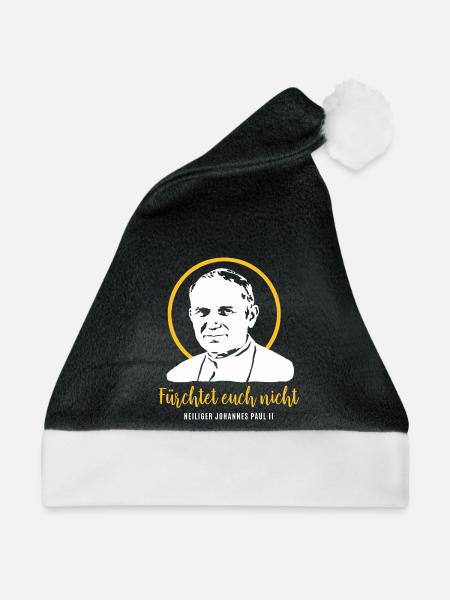 Fürchtet euch nicht - Papst Johannes Paul II JP2 - Weihnachtsmütze - Schwarz/Weiß - Vorne