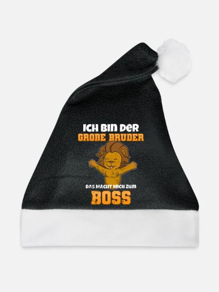 Großer Bruder Löwe - Weihnachtsmütze - Schwarz/Weiß - Vorne