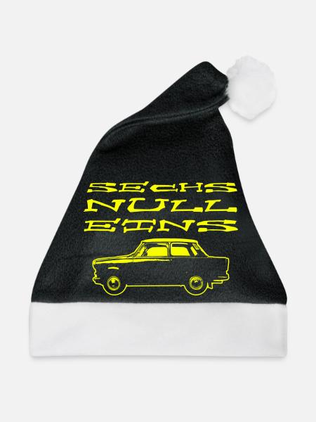 P601 Trabi 601 DDR Ost Oldtimer - Weihnachtsmütze - Schwarz/Weiß - Vorne