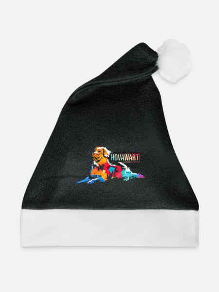 Pfiffiger Hovawart Rettungshund - Weihnachtsmütze - Schwarz/Weiß - Vorne