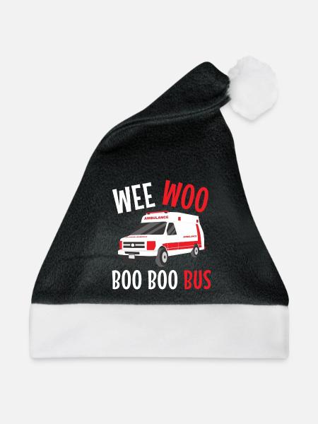 Sanitäter Wee Woo Bus Rettungsdienst - Weihnachtsmütze - Schwarz/Weiß - Vorne