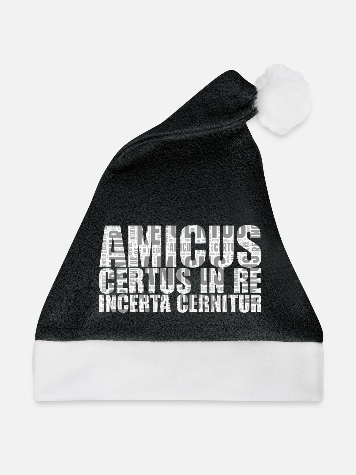 Amicus certus in re incerta cernitur - Weihnachtsmütze - Schwarz/Weiß - Vorne