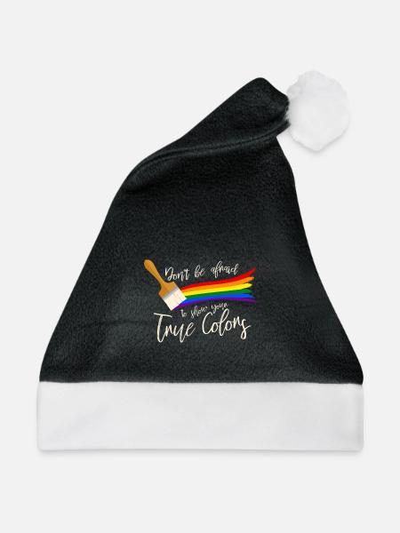Gay Pride - Weihnachtsmütze - Schwarz/Weiß - Vorne