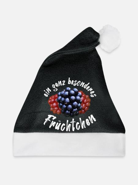 Brombeere Brombeeren Beeren Früchte - Weihnachtsmütze - Schwarz/Weiß - Vorne