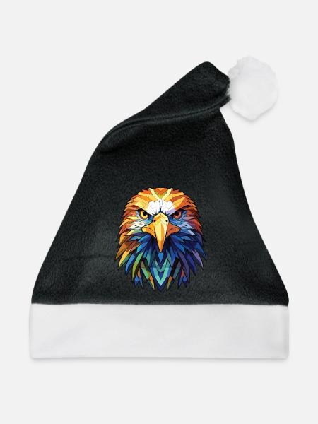 Adler Buntes Aquarell Tier Haustier Illustration - Weihnachtsmütze - Schwarz/Weiß
