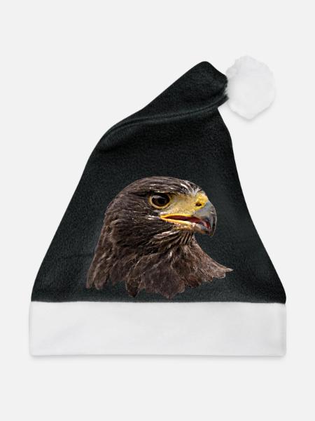 Adler, Falke, Greifvogel aus Falknerei, braun - Weihnachtsmütze - Schwarz/Weiß