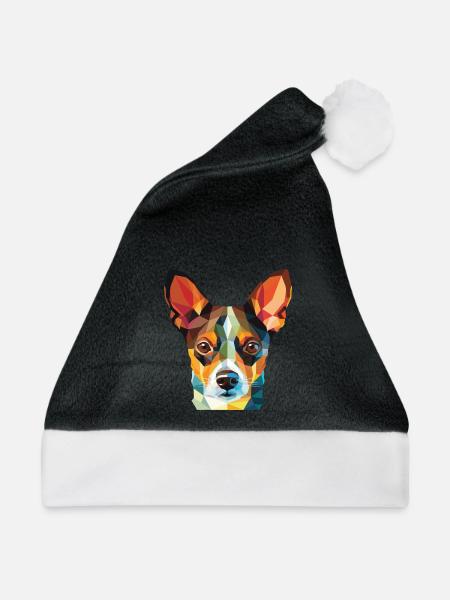 Ratterrier-Hunderasse Aquarell-Illustration - Weihnachtsmütze -