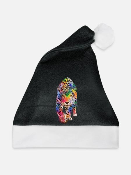 Mehrfarbiger Leopard - Weihnachtsmütze - Schwarz/Weiß