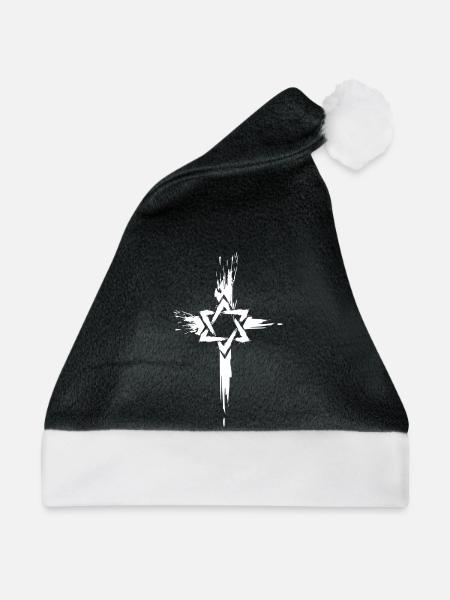 Messianische Juden Judenchristen Symbol - Weihnachtsmütze - Schwarz/Weiß - Vorne