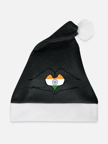 Indien Flagge Herzform - Weihnachtsmütze -