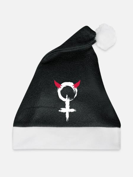 Teufel Frau Frauen Symbol - Weihnachtsmütze - Schwarz/Weiß