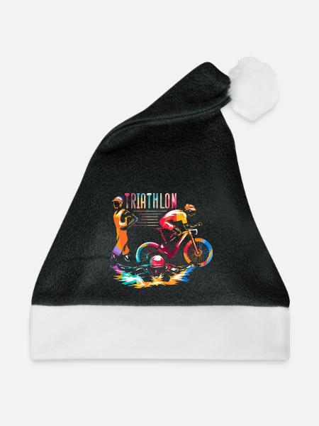 Sportlicher Triathlon Wettkampf - Weihnachtsmütze - Schwarz/Weiß - Vorne