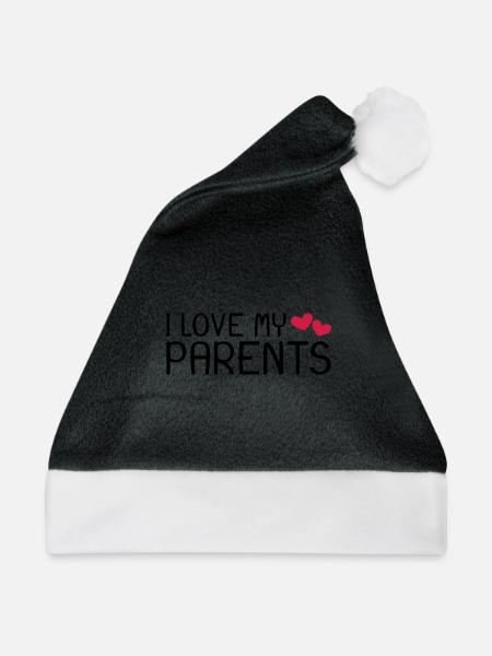Ich liebe meine Eltern - Weihnachtsmütze - Schwarz/Weiß - Vorne