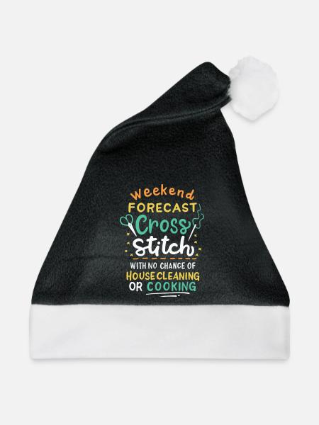 Cross Stich Handarbeiten - Weihnachtsmütze - Schwarz/Weiß - Vorne