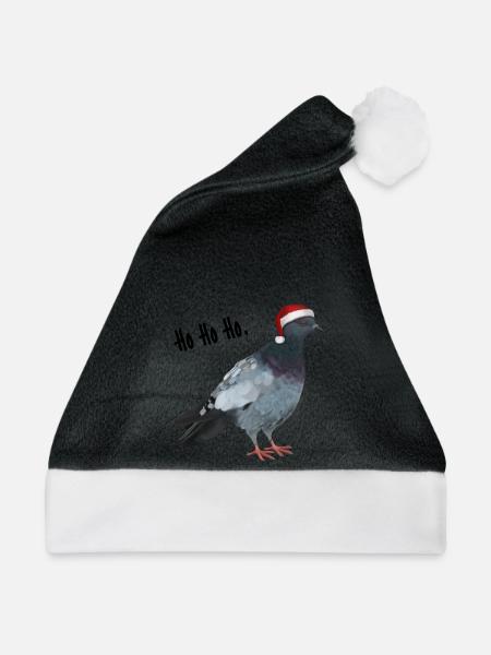 Ho Ho Ho - Taube mit Weihnachtsmütze - Weihnachtsmütze - Schwarz/Weiß - Vorne