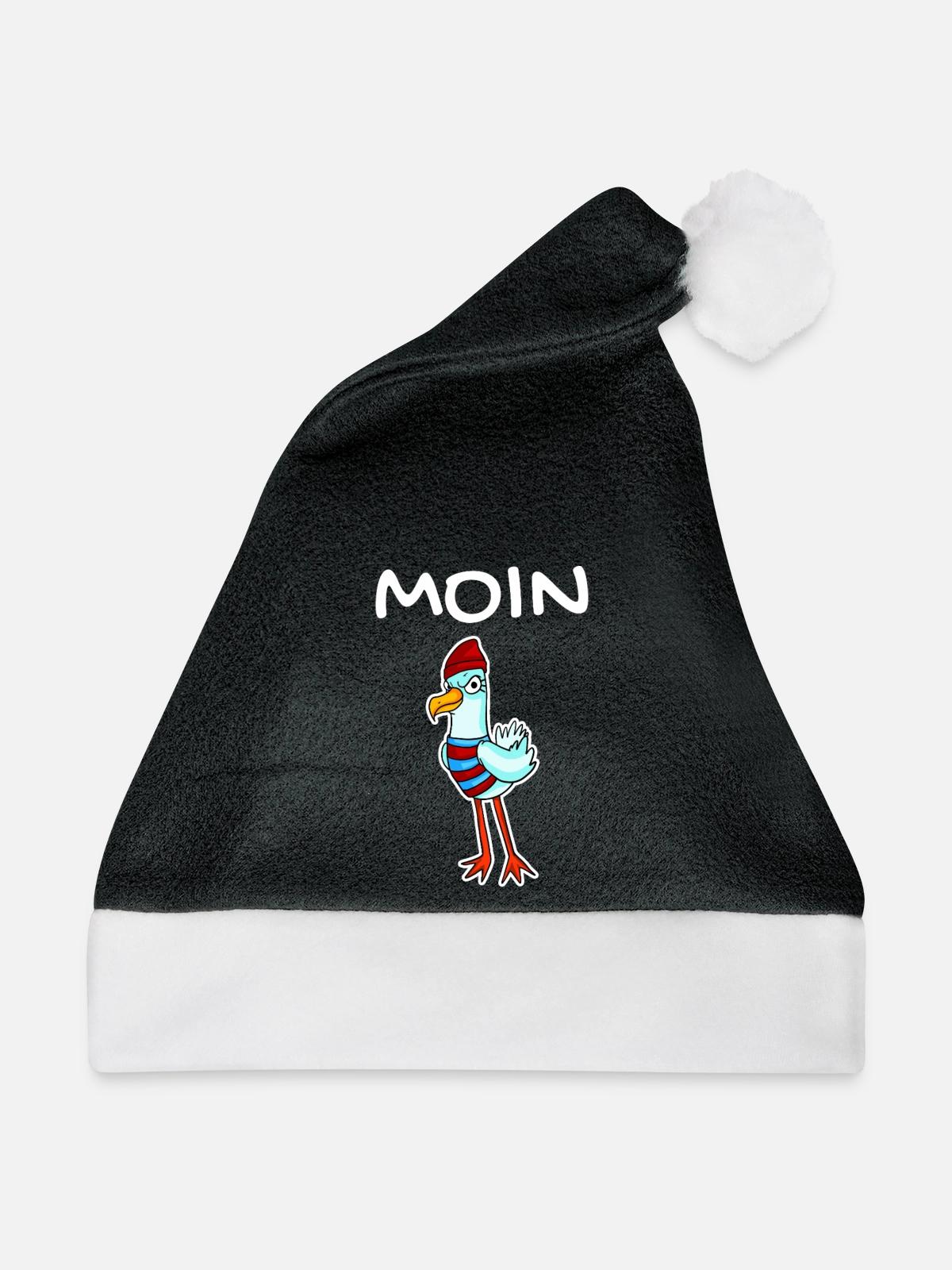 Moin mit Möwe - Moin Möwe - - Weihnachtsmütze - Schwarz/Weiß - Vorne