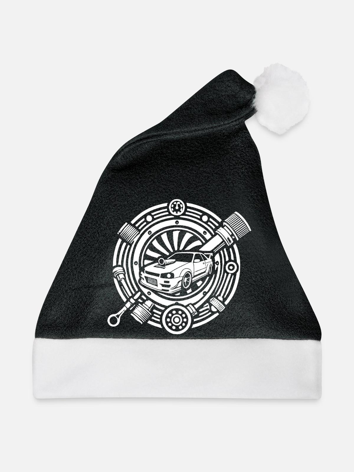 Auto Tuning Logo - Weihnachtsmütze - Schwarz/Weiß - Vorne