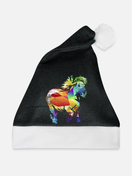 Flockiges Shetlandpony Schottland - Weihnachtsmütze - Schwarz/Weiß