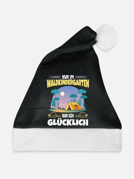 Nur Im Waldkindergarten Bin Ich Glücklich - Weihnachtsmütze - Schwarz/Weiß - Vorne