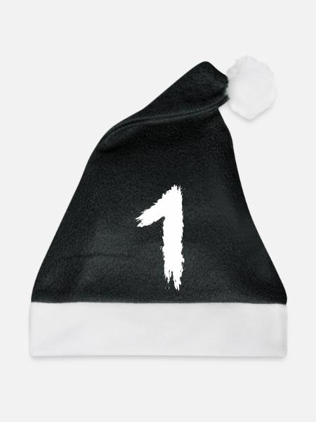 Zahl 1 Nummer Eins - Weihnachtsmütze - Schwarz/Weiß - Vorne